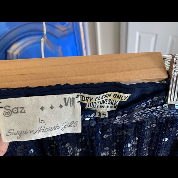Vintage Sequin Silk Skirt Surjit & Adarsh Gill 14 - Picture 3 of 4